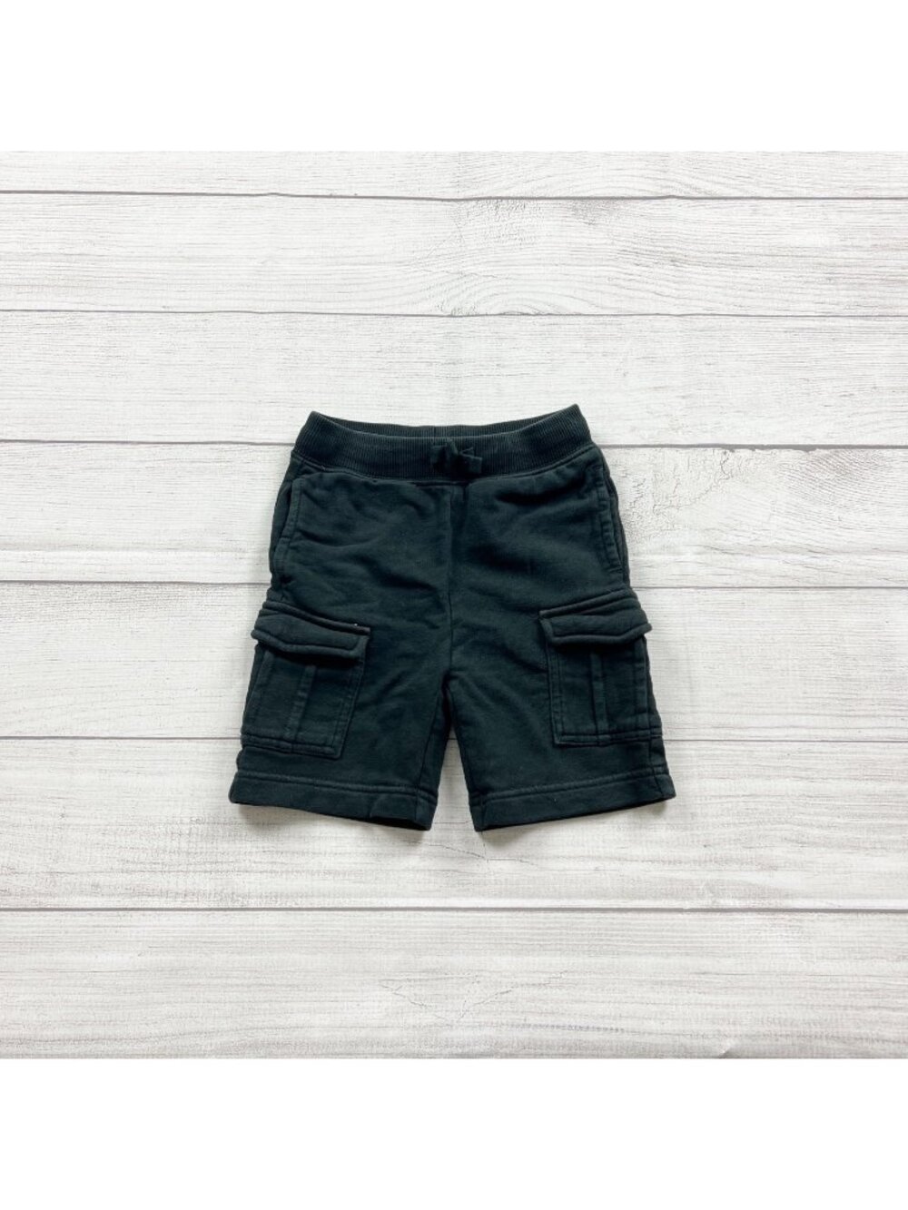 Hanna Andersson Boys Black Pull On Sweat Cargo Shorts 2T